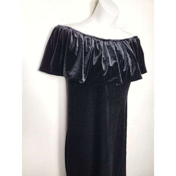 NEW - B.Young black velvet off the shoulder dress. Size medium - Picture 3 of 6